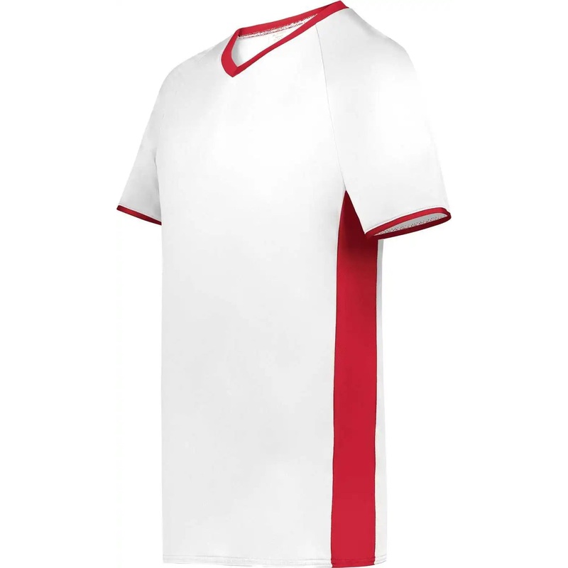 Augusta 6908 Youth Cutter+ V-Neck Jersey – White Scarlet