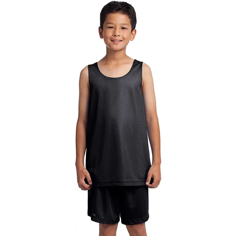 Sport-Tek YST500 Youth PosiCharge Classic Mesh Reversible Tank – Black