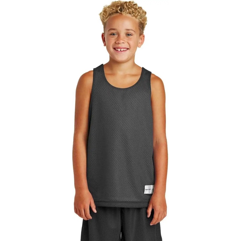 Sport-Tek YST500 Youth PosiCharge Classic Mesh Reversible Tank – Iron Gray White