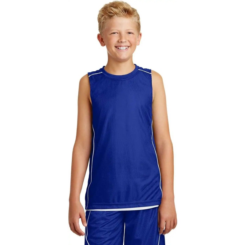 Sport-Tek YT555 Youth PosiCharge Mesh Reversible Sleeveless Tee – True Royal