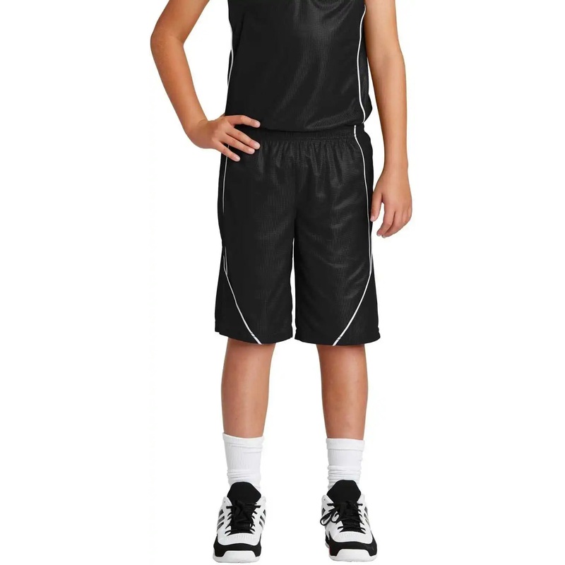 Sport-Tek YT565 Youth PosiCharge Mesh Reversible Spliced Short – Black