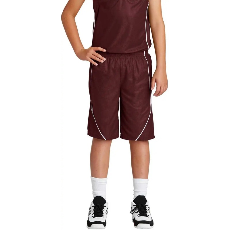 Sport-Tek YT565 Youth PosiCharge Mesh Reversible Spliced Short – Maroon