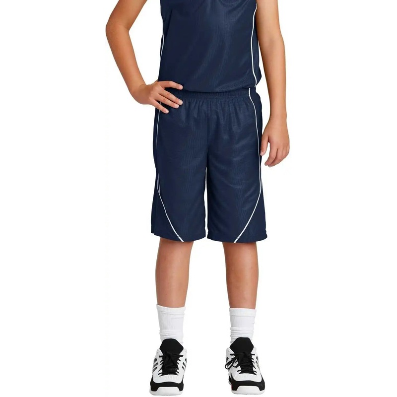 Sport-Tek YT565 Youth PosiCharge Mesh Reversible Spliced Short – True Navy