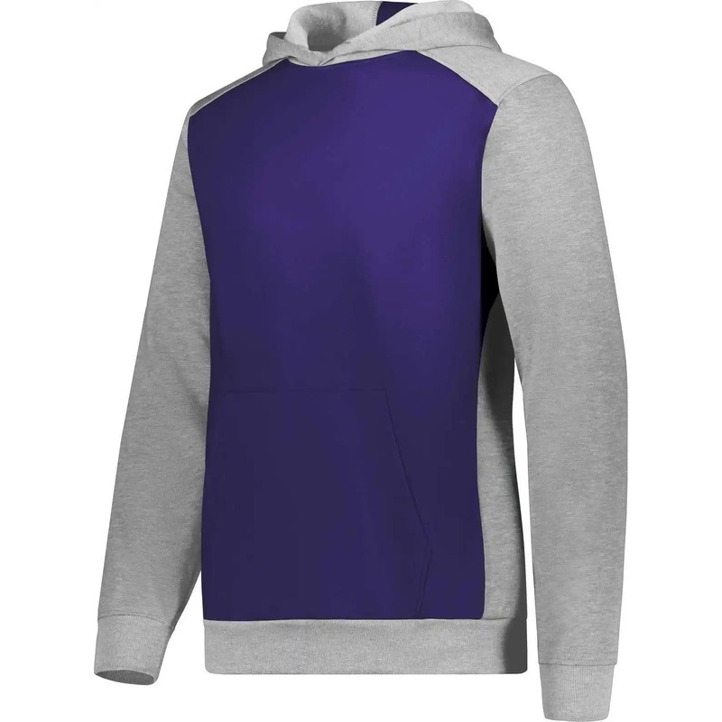 Augusta 6866 Youth Three-Season Fleece Pullover Hoodie – Purple Gray Heather