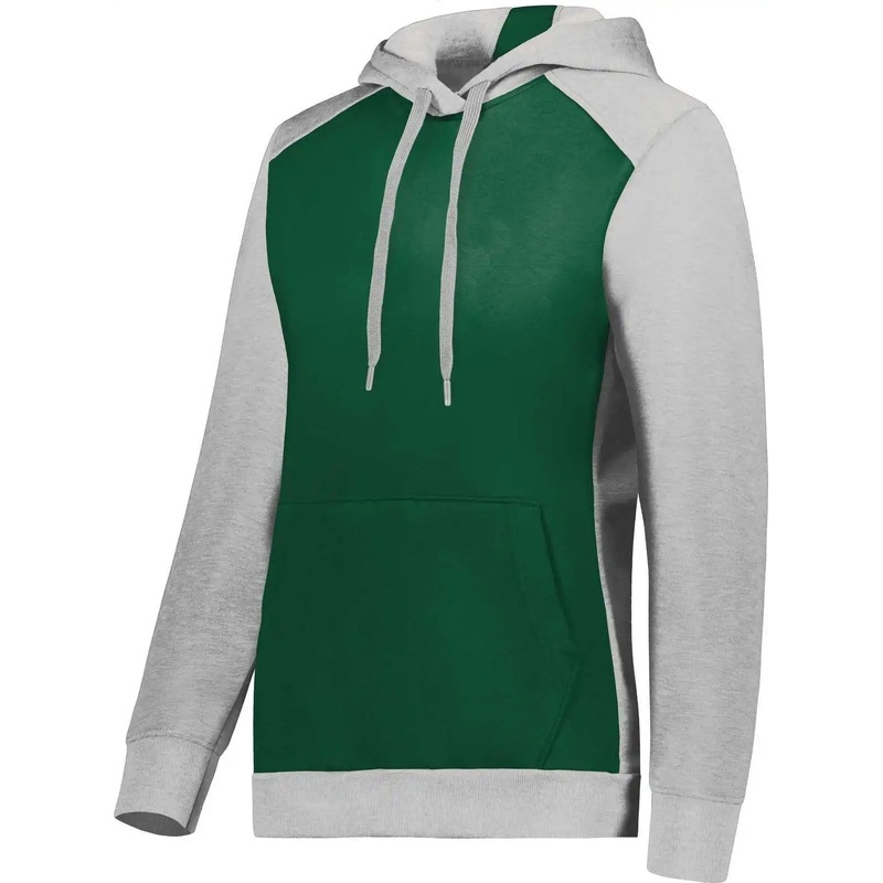 Augusta 6867 Ladies Three-Season Fleece Pullover Hoodie – Dark Green Gray Heather