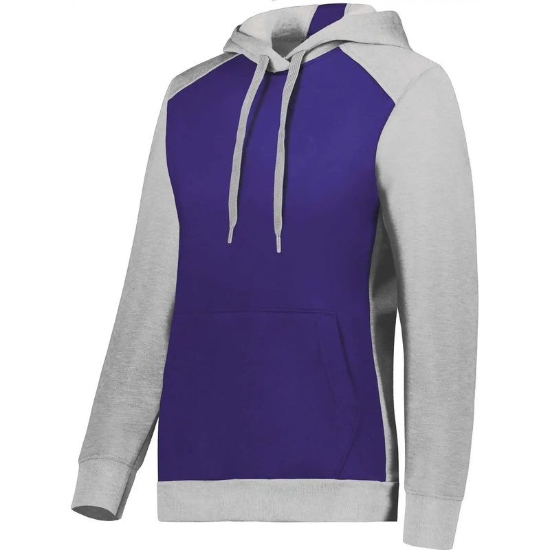 Augusta 6867 Ladies Three-Season Fleece Pullover Hoodie – Purple Gray Heather