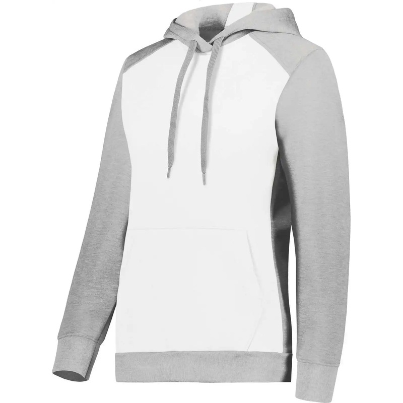 Augusta 6867 Ladies Three-Season Fleece Pullover Hoodie – White Gray Heather