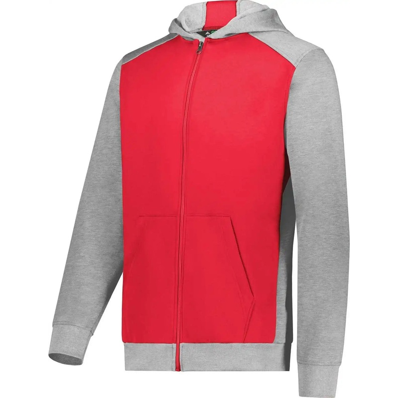 Augusta 6900 Youth Three-Season Fleece Full Zip Hoodie – Scarlet Gray Heather