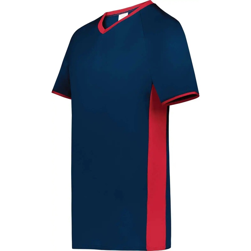 Augusta 6908 Youth Cutter+ V-Neck Jersey – Navy Scarlet