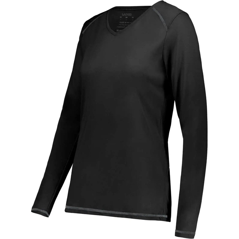 Augusta 6847 Ladies Super Soft-Spun Poly Long Sleeve Tee – Black