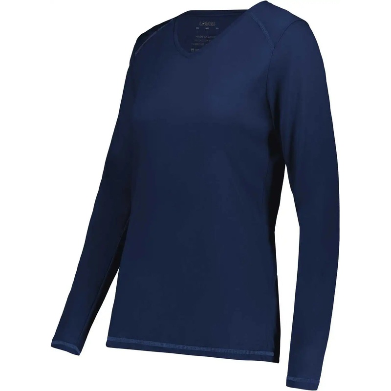 Augusta 6847 Ladies Super Soft-Spun Poly Long Sleeve Tee – Navy