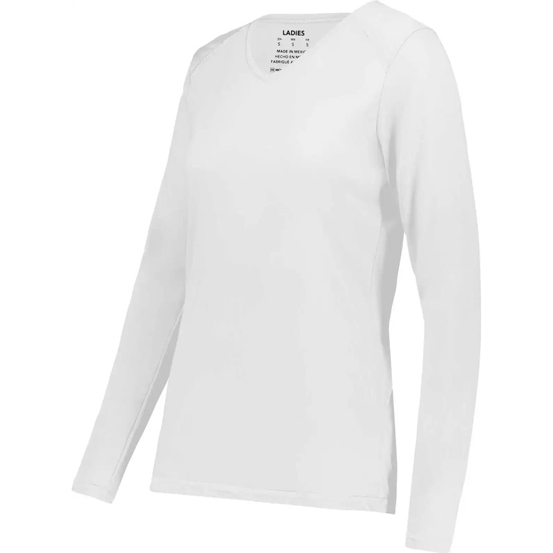 Augusta 6847 Ladies Super Soft-Spun Poly Long Sleeve Tee – White