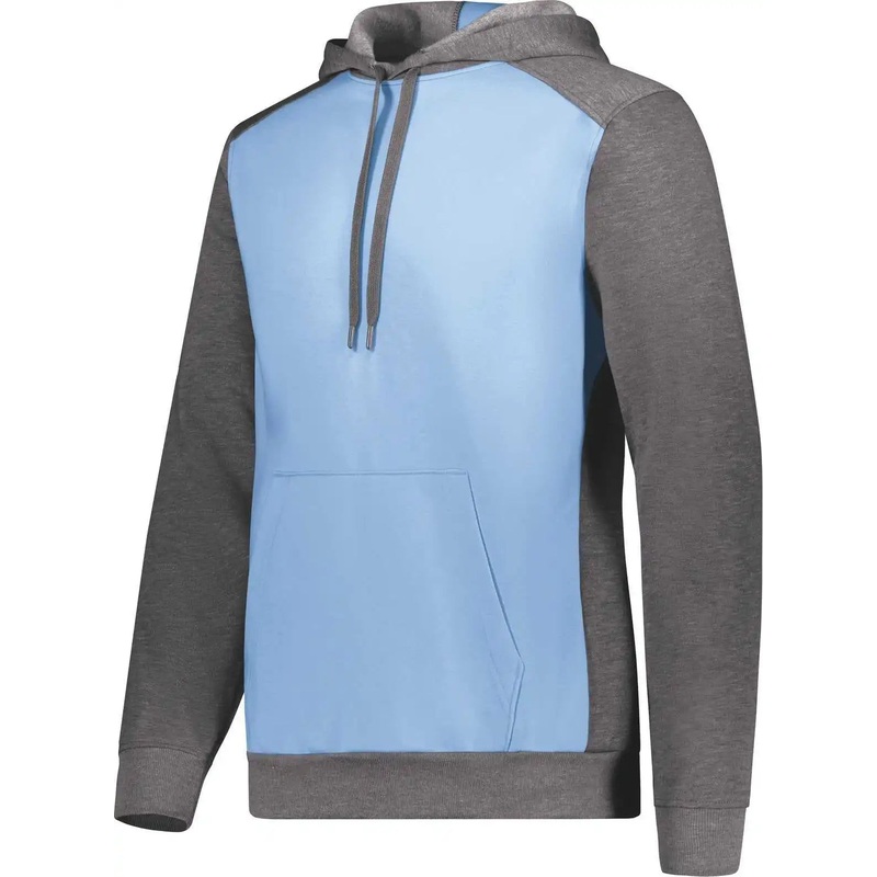 Augusta 6865 Three-Season Fleece Pullover Hoodie – Columbia Blue Carbon Heather