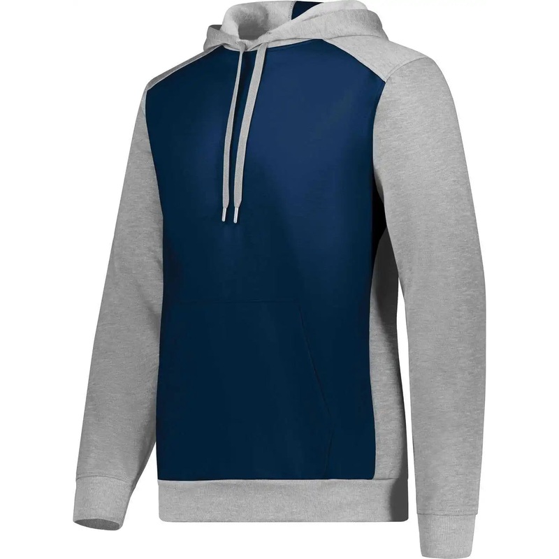 Augusta 6865 Three-Season Fleece Pullover Hoodie – Navy Gray Heather