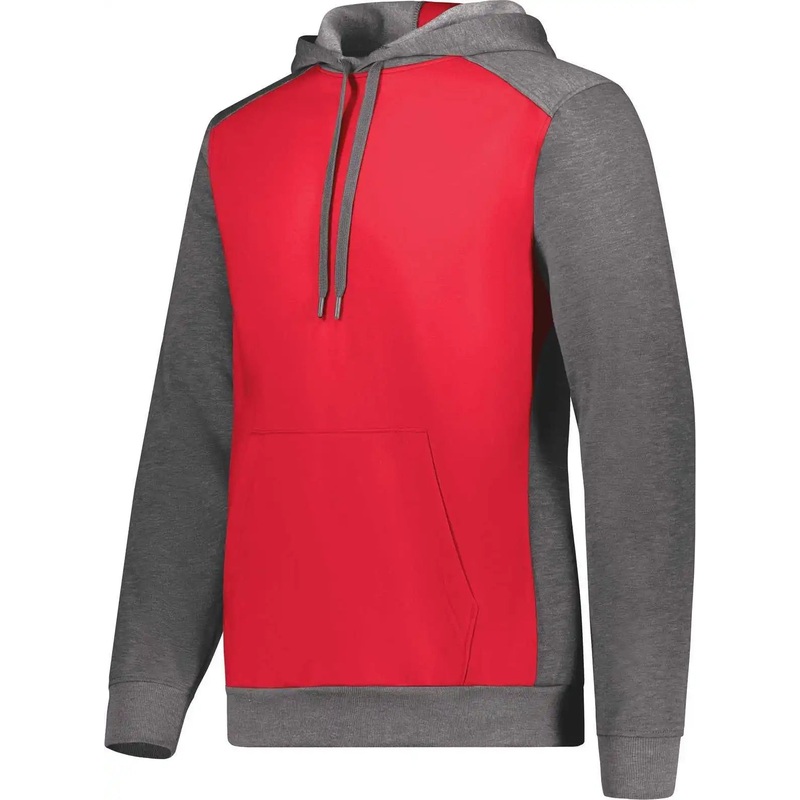 Augusta 6865 Three-Season Fleece Pullover Hoodie – Scarlet Carbon Heather