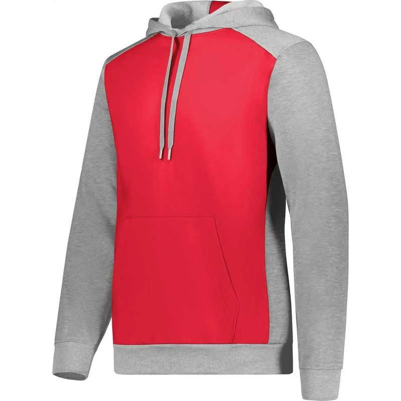Augusta 6865 Three-Season Fleece Pullover Hoodie – Scarlet Gray Heather