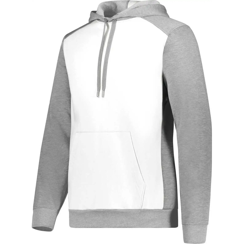 Augusta 6865 Three-Season Fleece Pullover Hoodie – White Gray Heather