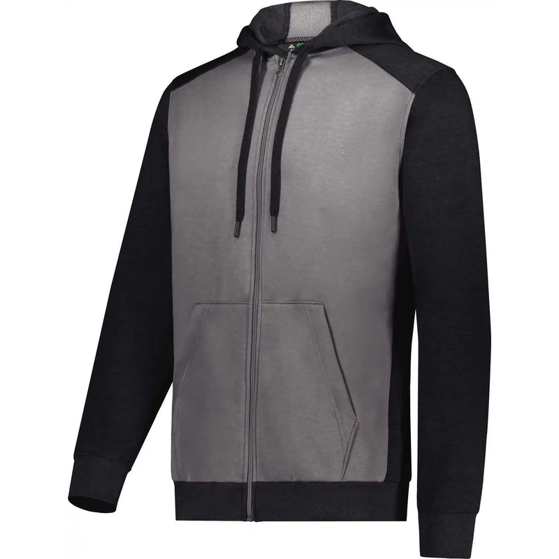 Augusta 6899 Three-Season Fleece Full Zip Hoodie – Carbon Heather Black