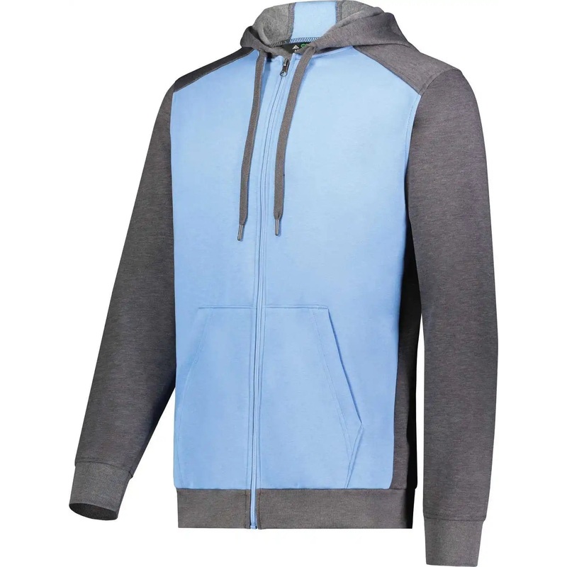 Augusta 6899 Three-Season Fleece Full Zip Hoodie – Columbia Blue Carbon Heather
