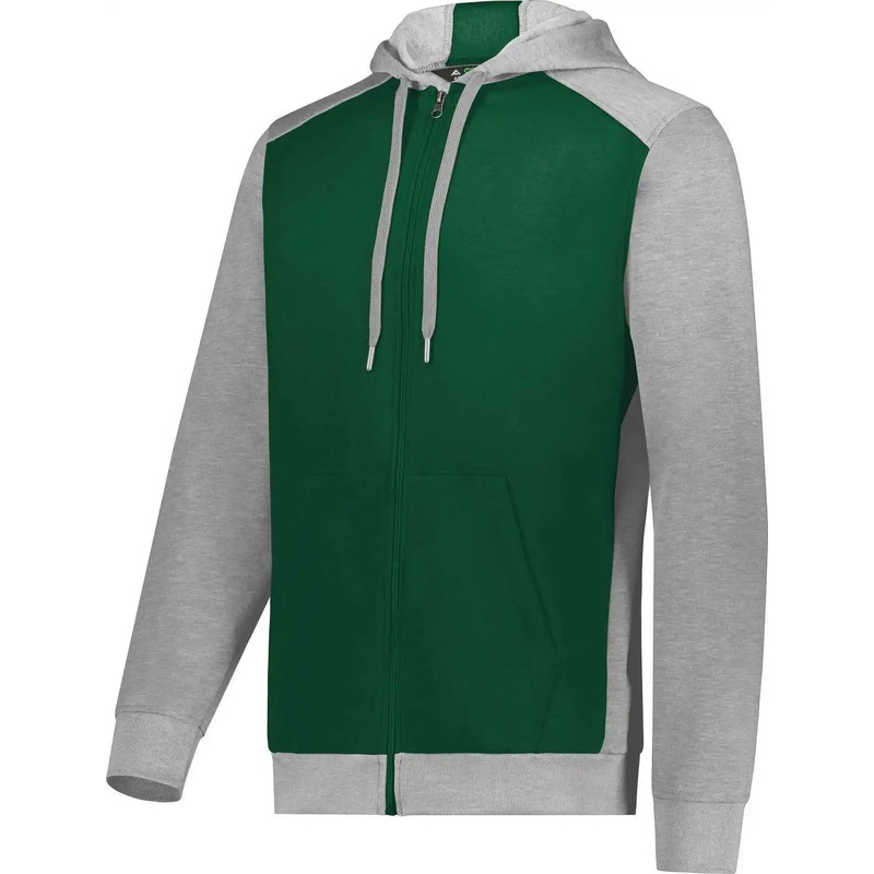 Augusta 6899 Three-Season Fleece Full Zip Hoodie – Dark Green Gray Heather