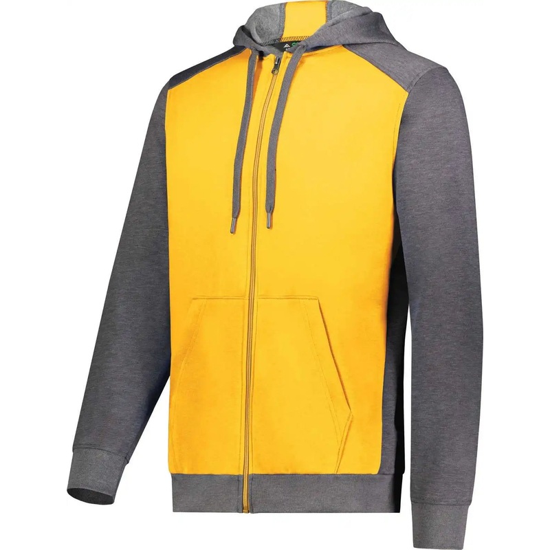 Augusta 6899 Three-Season Fleece Full Zip Hoodie – Gold Carbon Heather