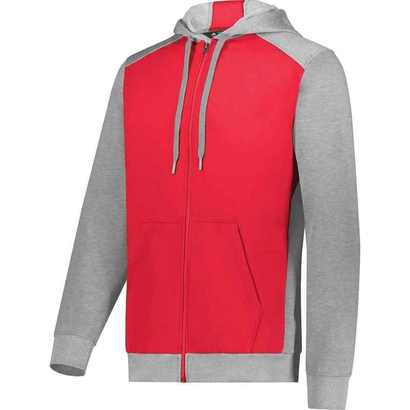 Augusta 6899 Three-Season Fleece Full Zip Hoodie – Scarlet Gray Heather