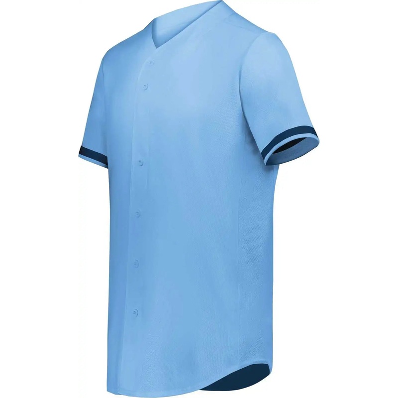 Augusta 6909 Cutter+ Full Button Baseball Jersey – Columbia Blue Navy