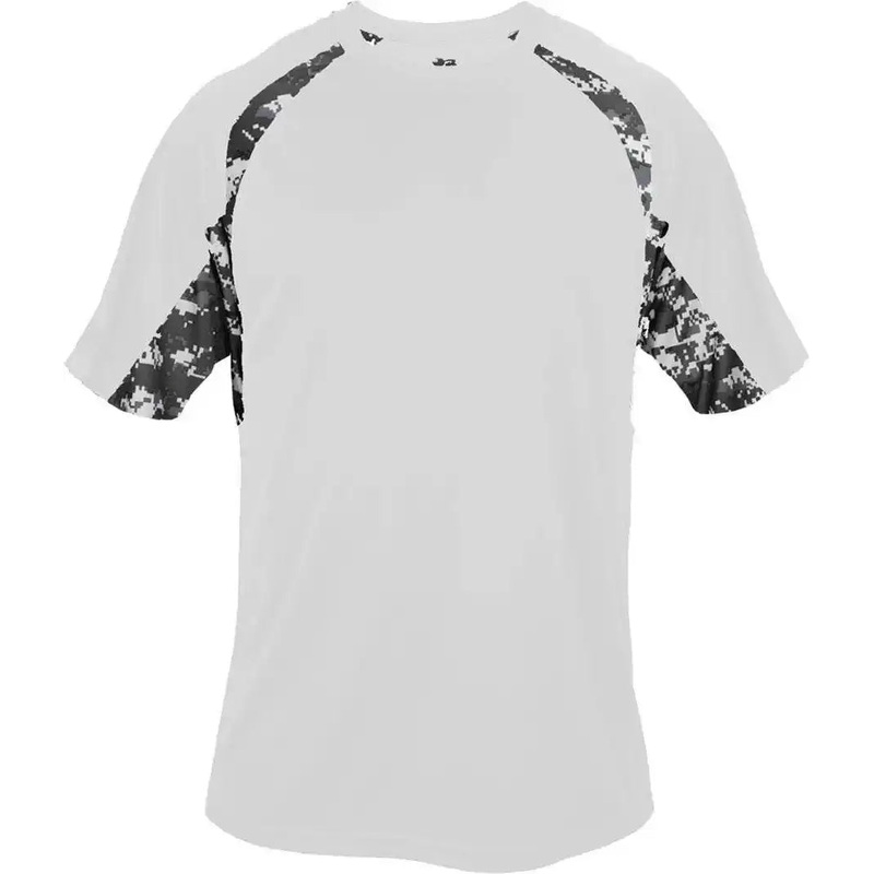 Badger Sport 2140 Digital Hook Youth Tee – White Black Digital
