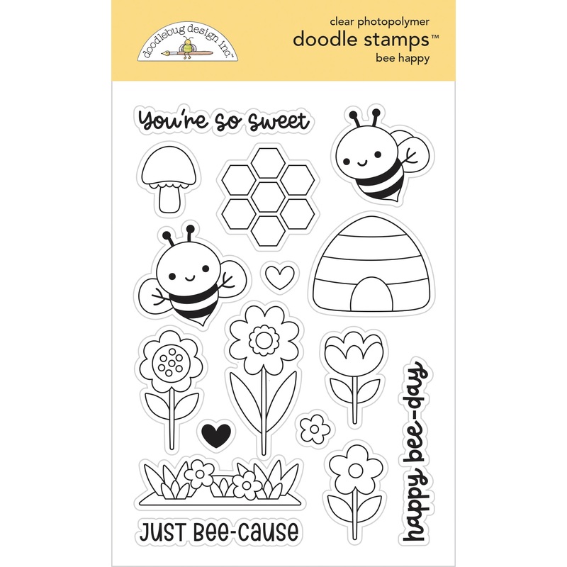 Doodlebug Design – Bee Happy Collection – bee happy doodle stamps