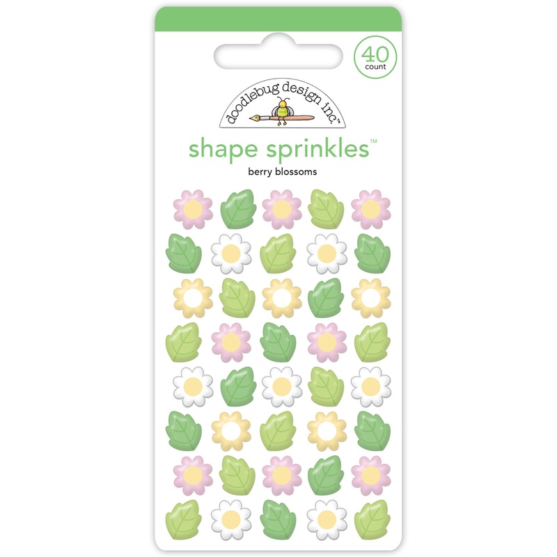 Doodlebug Design – Berry Sweet Collection – Berry Blossom shape sprinkles