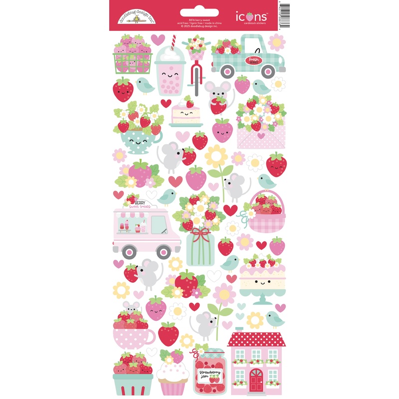 Doodlebug Design – Berry Sweet Collection – icons stickers