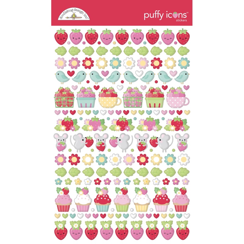 Doodlebug Design – Berry Sweet Collection – puffy icons stickers