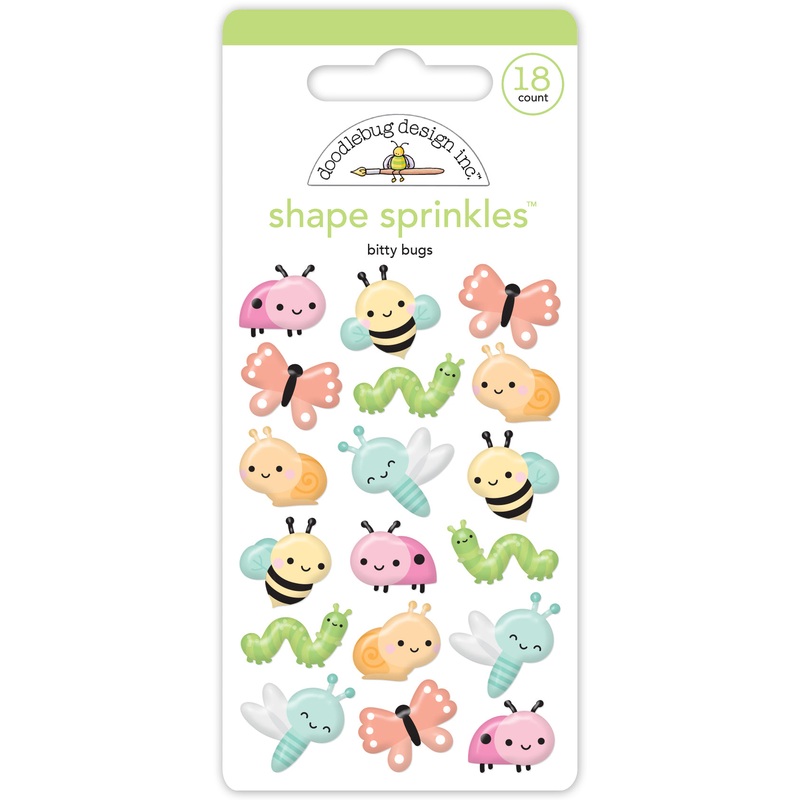 Doodlebug Design – Butterfly Kisses Collection – bitty bugs shape sprinkles