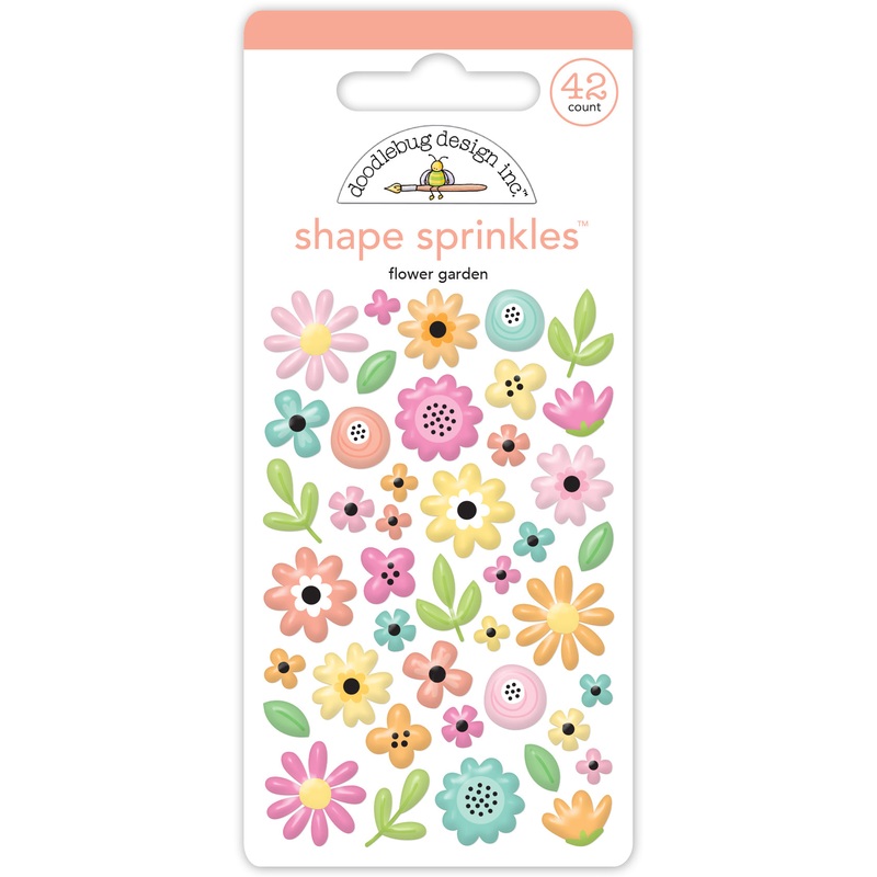 Doodlebug Design – Butterfly Kisses Collection – flower garden shape sprinkles