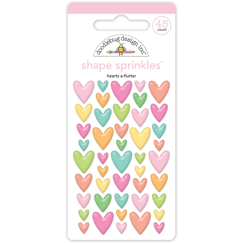 Doodlebug Design – Butterfly Kisses Collection – hearts a-flutter shape sprinkles