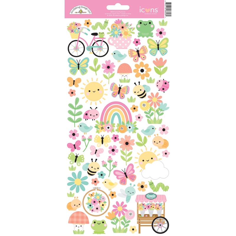 Doodlebug Design – Butterfly Kisses Collection – Icon stickers