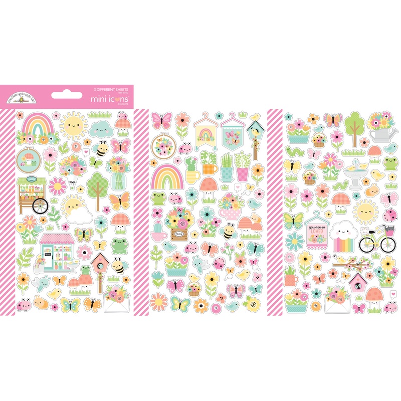 Doodlebug Design – Butterfly Kisses Collection – mini icons stickers