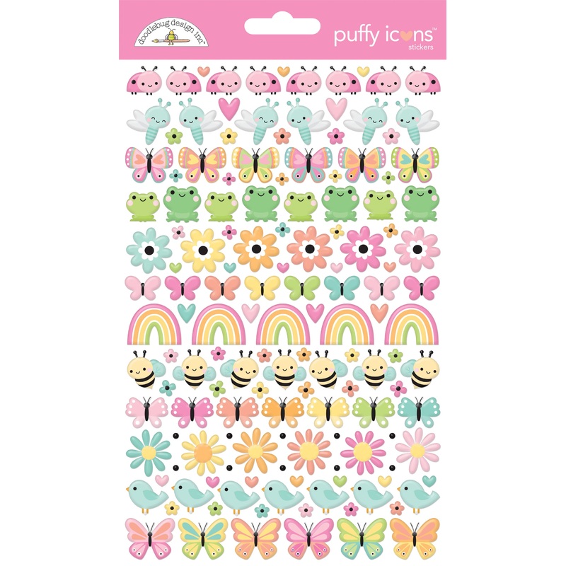 Doodlebug Design – Butterfly Kisses Collection – puffy icons stickers