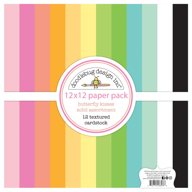 Doodlebug Design – Butterfly Kisses Collection – Textured Cardstock Assortment