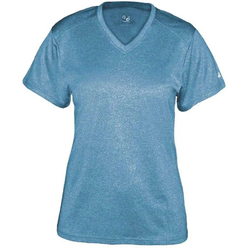 Badger Sport 4362 Pro Heather Ladies V-Neck Tee – Columbia Blue