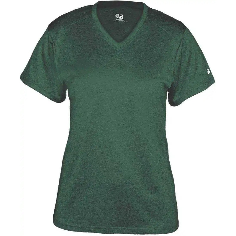 Badger Sport 4362 Pro Heather Ladies V-Neck Tee – Forest