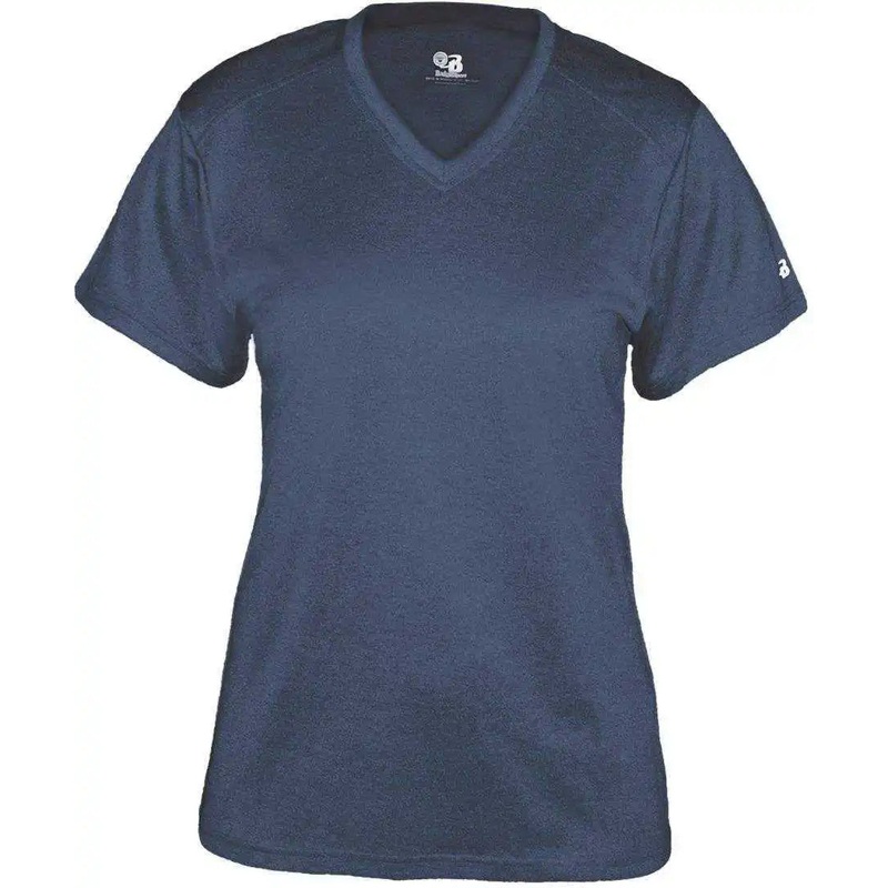 Badger Sport 4362 Pro Heather Ladies V-Neck Tee – Navy