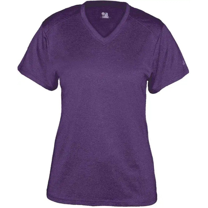 Badger Sport 4362 Pro Heather Ladies V-Neck Tee – Purple
