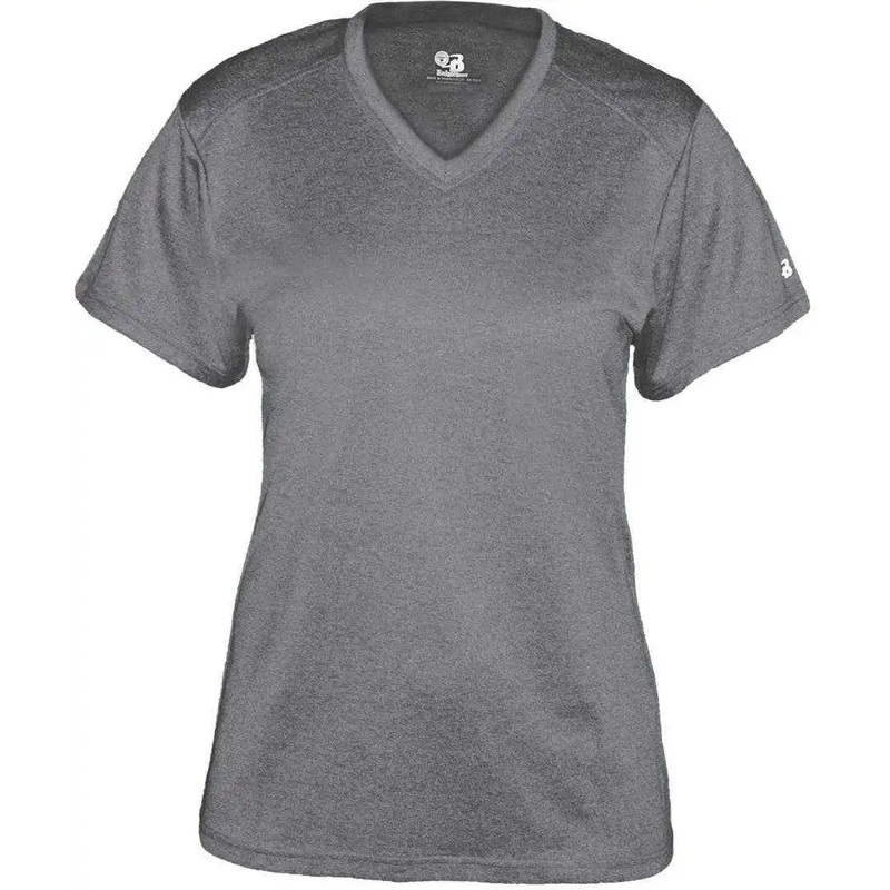 Badger Sport 4362 Pro Heather Ladies V-Neck Tee – Steel