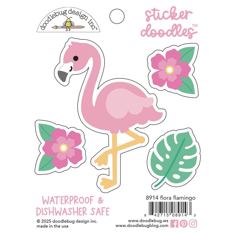 Doodlebug Design Summer Fun Flora Flamingo Sticker Doodle