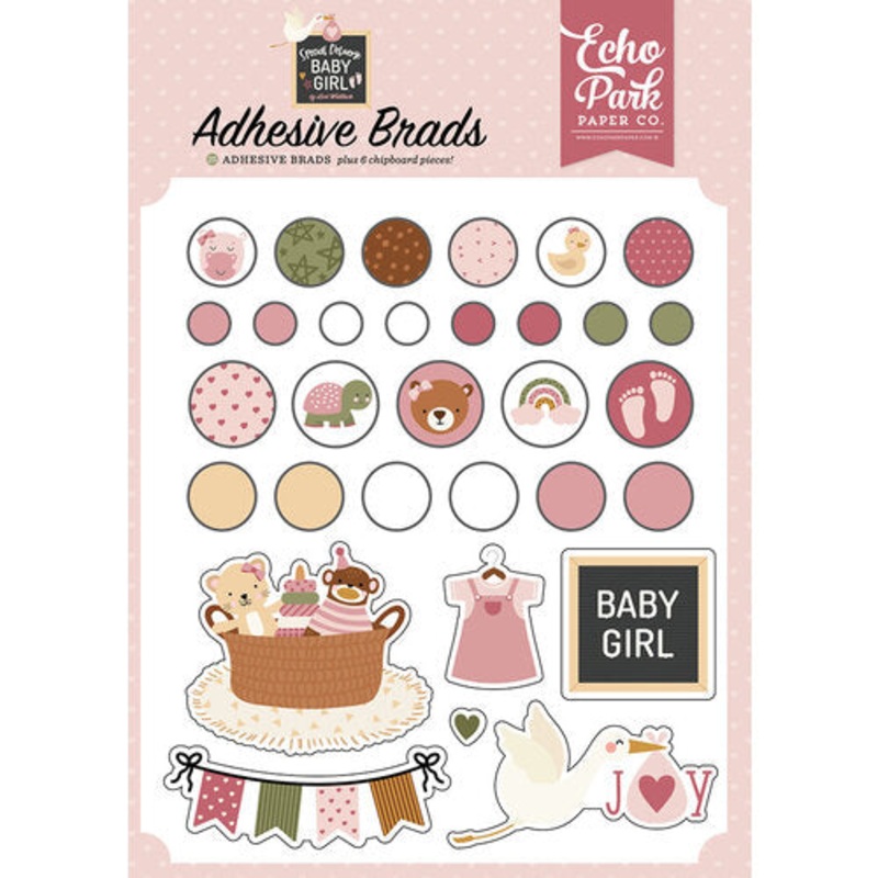Echo Park – Special Delivery Baby Girl – Adhesive Brads *LAST CHANCE*