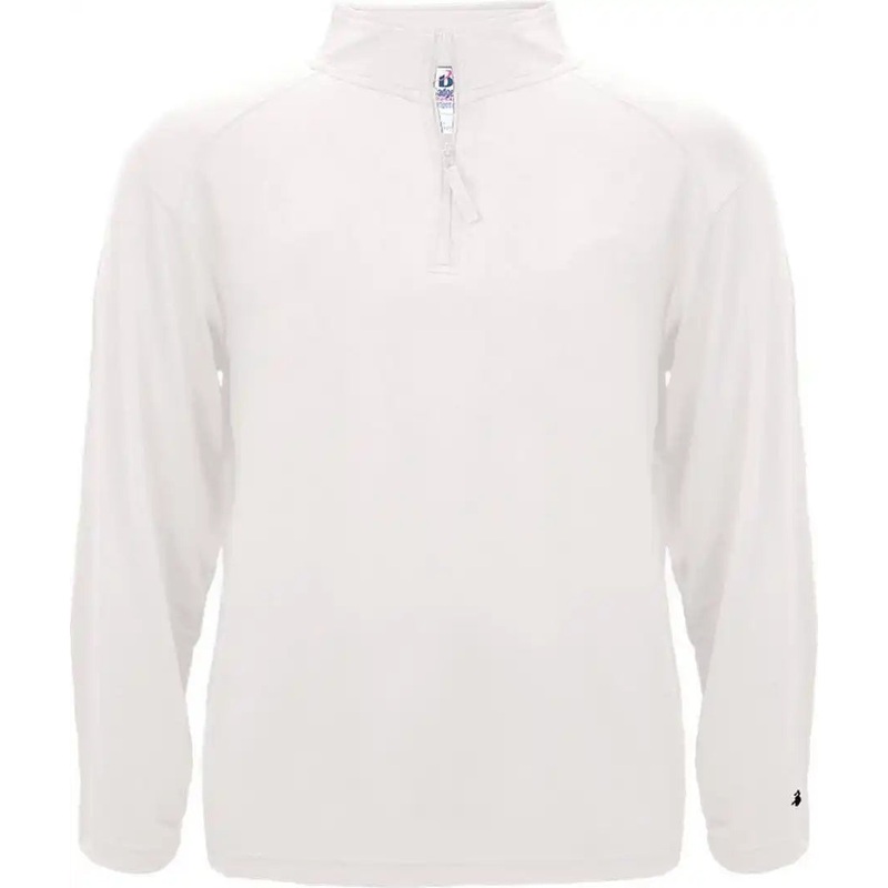 Badger Sport 4280 1/4 Zip Light Weight Pullover – White