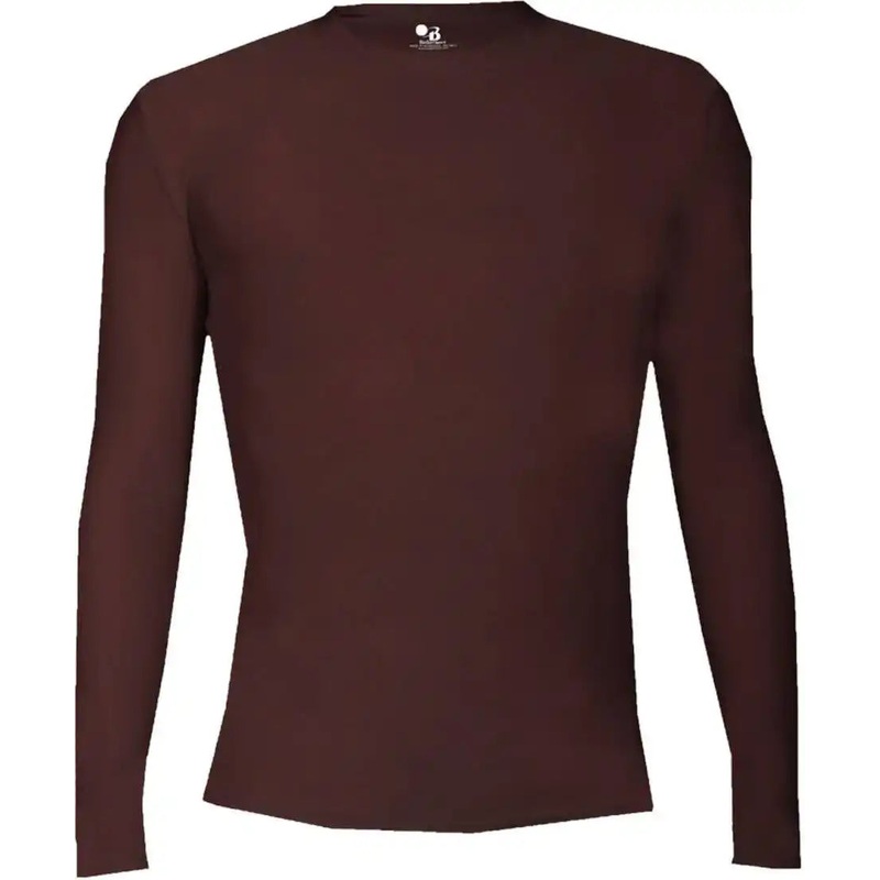 Badger Sport 2605 Pro-compression Long Sleeve Youth Crew – Maroon