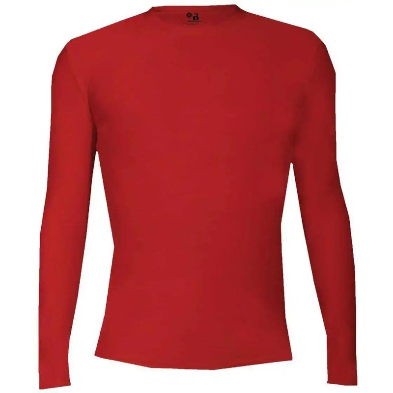 Badger Sport 2605 Pro-compression Long Sleeve Youth Crew – Red