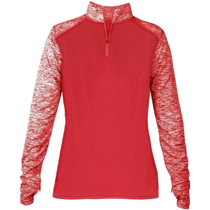 Badger Sport 4198 Sport Blend Ladies 1/4 Zip – Red Red Blend